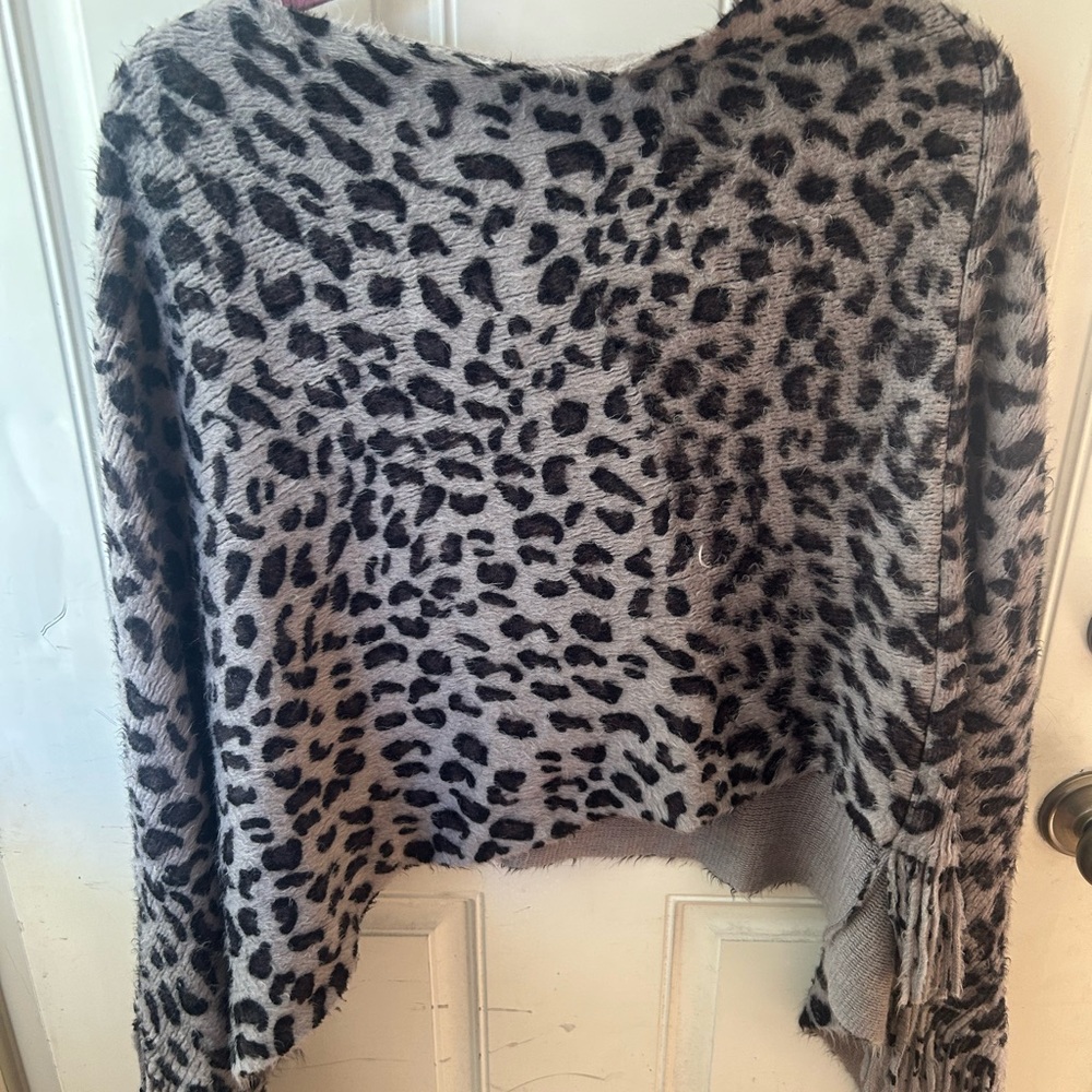 Leopard Print Sweater Poncho
